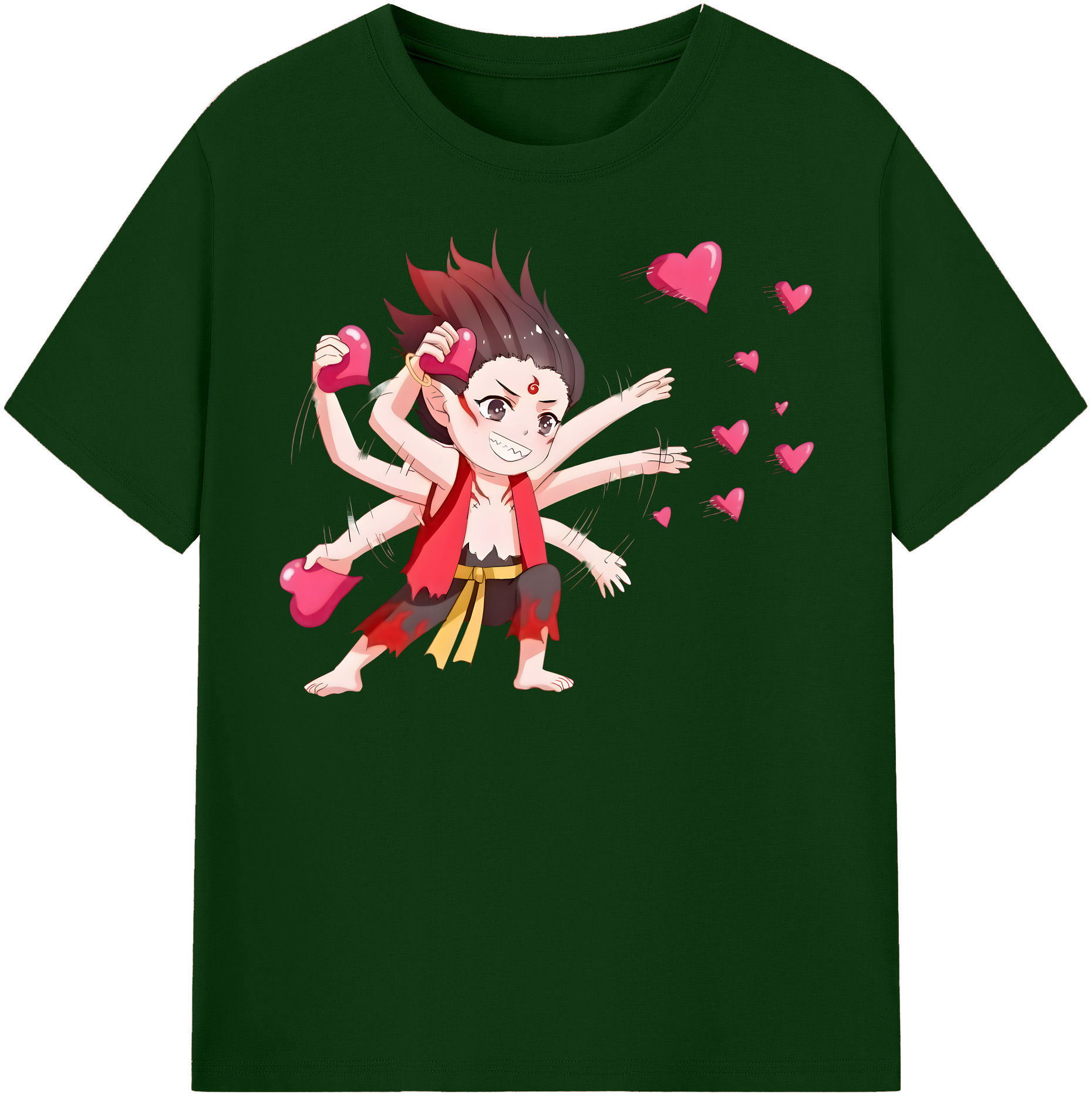 （画像用） Ne Zha 2 ナタ 魔童の大暴れ 綿100％半袖Tシャツ（フロントプリント）